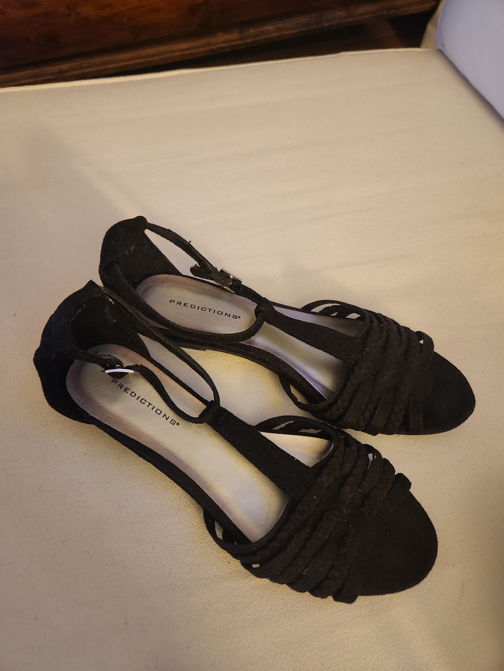 Predictions Black Braided T-Strap Women's Dress Heels